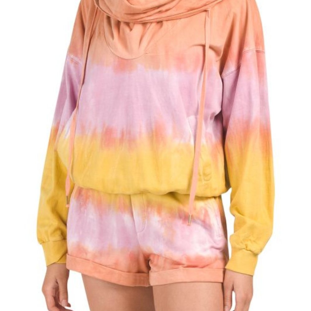 YOUNG FABULOUS & BROKE Womens Peach Piper Ombre Hoodie Sz M Hippie Boho Artsy